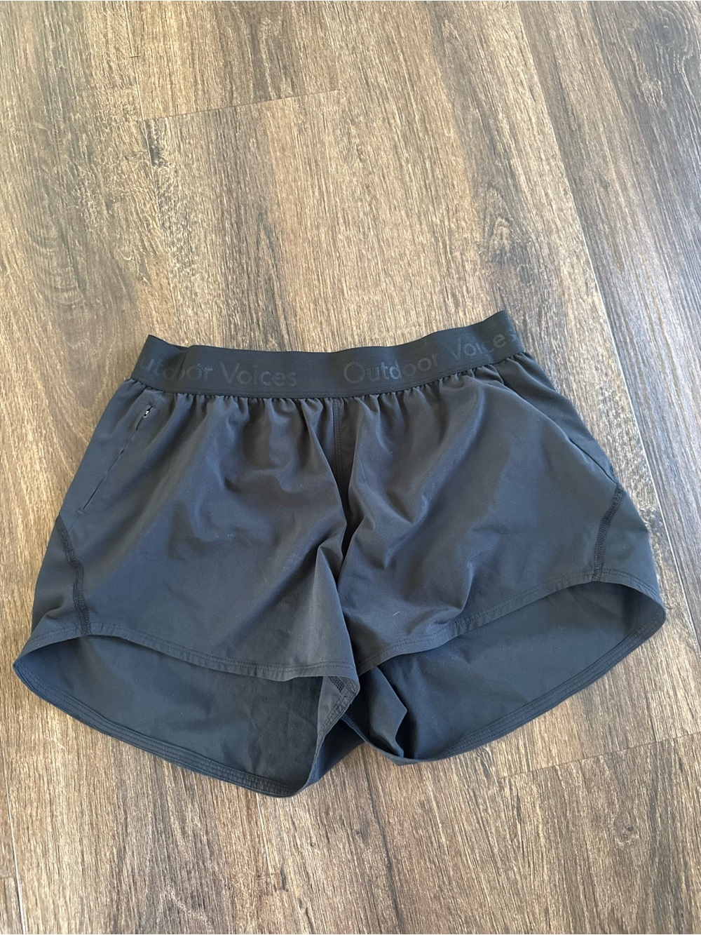 Outdoor Voices Black Athletic Running Shorts with Branded Waistband